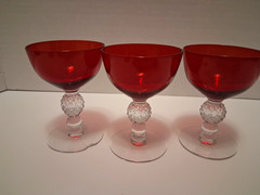Golf Ball Ruby Liquor Cocktail by Morgantown Spanish Red 1920’s 3 set