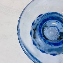 Colony Whitehall Cubist (5) Light Blue Iced Tea Glasses Straight Rim Footed GUC