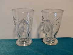 Set of 2-1950s Nautical Sau Sea footed Shrimp Cocktail glasses- numbered -clear