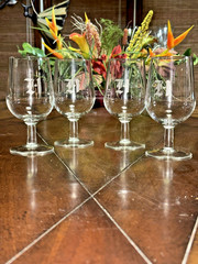 Set-4 Vintage Stemmed Etched Monogram Initial H Cordial France Glasses