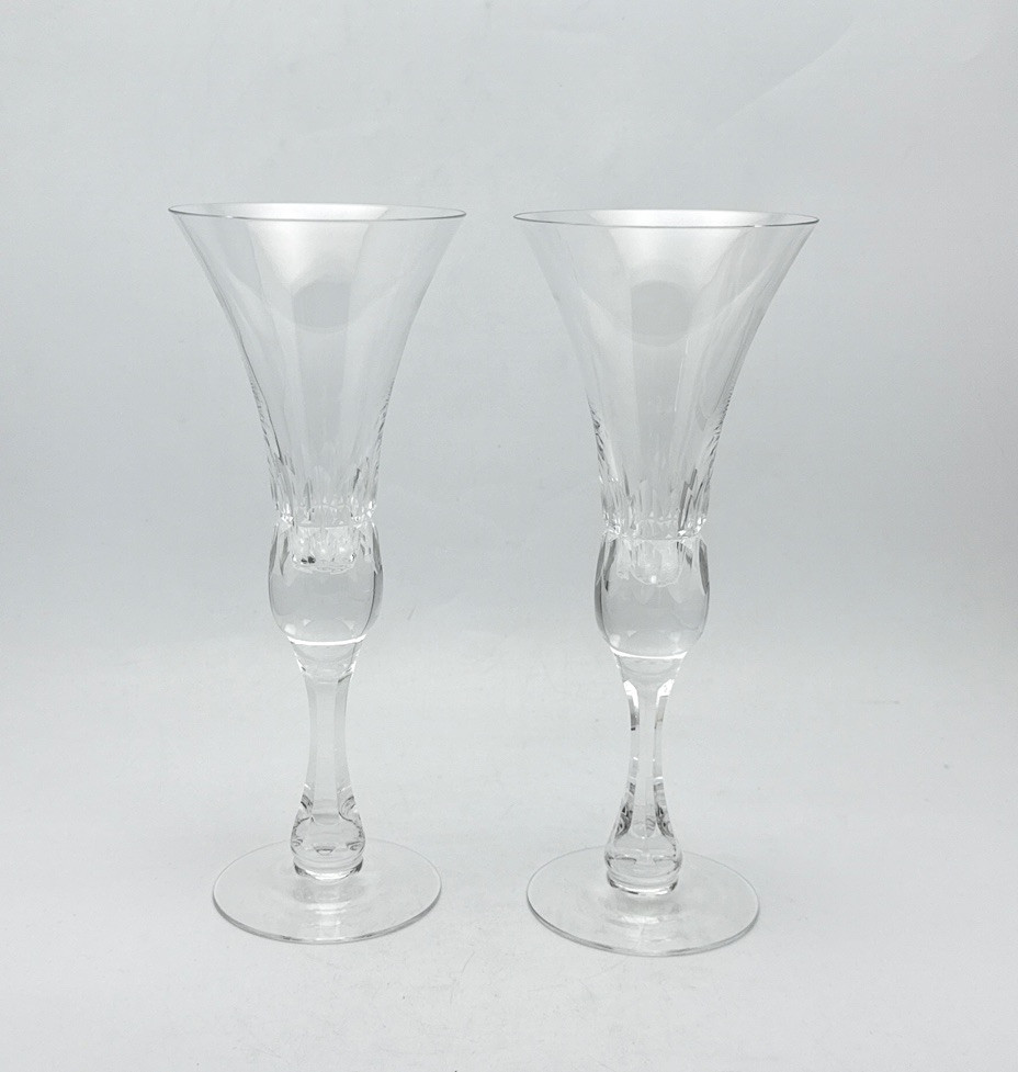Kosta Boda Prince Crystal Champagne Flute Sweden 8 5/8 2Pc Set