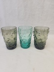 Anchor Hocking Lido Milano Juice Glasses 3” Tall Blue And Green Set of 3
