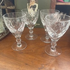vintage webb corbett Crystal Glass Sherry Goblet Stems Set 4