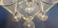 Vtg Wedding Ring Platinum Silver Rim Trim Water Wine Cocktail Glasses 4