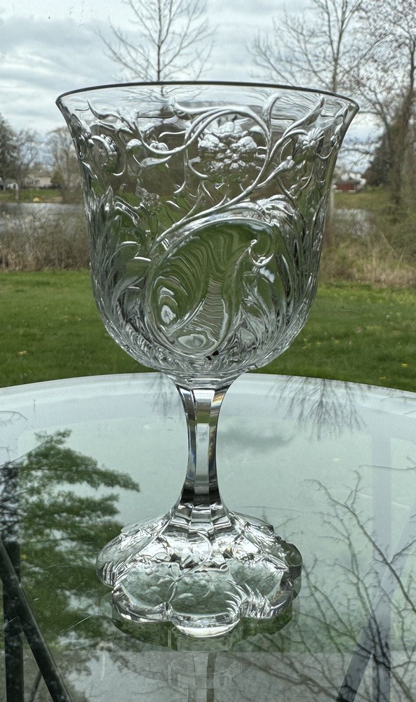 Rare Heavy Rock Crystal Webb Cut Glass Wine with Monogram