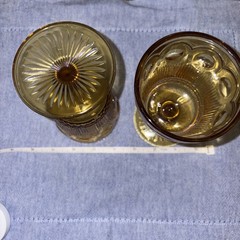 Vintage Yellow Amber Bartlett Collins St Genevieve Goblets Two