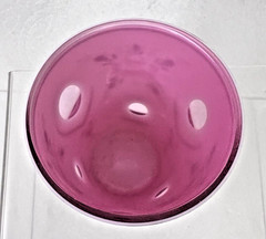 Antique Milk Glass Cut to Cranberry w Hand Enameled Pink Roses 3 3/7″ Cup Glass