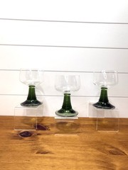 Set 3 Cristal d’Arques Durand Green Beehive Roemer Wine Glass / Goblet MCM