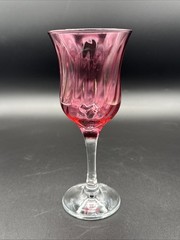 Optic Swirl cranberry glass wine glass