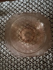 4 Vintage Indiana Pink Madrid Depression Glass Soup /Cereal Bowls-6 3/4″ Square!