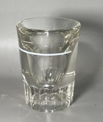 Vintage Clear Glass Shot Glass 2oz Heavy Bottom White Stripe Barware 3 inch Tall