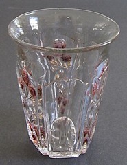ANTIQ EAPG JEFFERSON #271 CRYSTAL w/ROSE & GOLD FLOWERS ON ALTERNATE PANELS~4.25