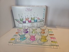 Circleware 6 Piece Shot Glass Set with Tray Shot Glasses Multiple Fun Colors NIB