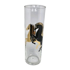 MCM Highball Bar Glass Horse Black Gold Stallion Tom Collins Zombie Drinking