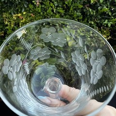 VTG Etched Crystal Champagne Coupe Glasses Set Of 11 Floral Cut Stemware Rock
