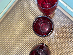 Set of 6 Imperial Glass SHAEFFER #451 Ruby Red Platinum 2 oz Flat Tumblers