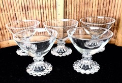 Set of 5 Anchor Hocking BOOPIE Sherbet Glasses / 3.5” / 4 Etched & 1 Plain