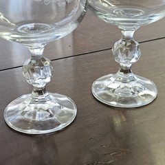4 Import Assoc Cascade Water Goblets 6.7″ etched crystal romantic floral glasses