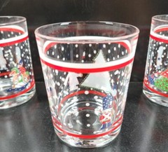 7 Epoch Holiday Joy Double Old Fashioned Set Vintage Christmas Drink Glasses Lot