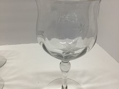 8 Vintage/Antique Starflower Etch Wine Glasses panelled (2 flaw) handmade?