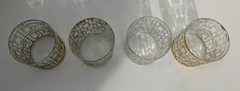Imperial Glass Shoji Trellis Hollywood Regency MCM 22k Gold Set Of 4 Tumblers