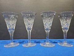 set (4) Sherry wine American Brilliant Period Cut Glass Hawkes Centauri Holland