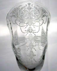 Morgantown Glass Milan etched 16 panel optic stemware Water Goblet(s)