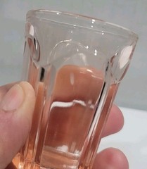Vintage Selenium/Cadmium glow Hocking «COLONIAL/KNIFE & FORK» Pink Shot Glass