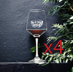 Theatre Masks Wine Glasses x4 Premium 12 Oz Personalize Comedy Tragedy Act NEW