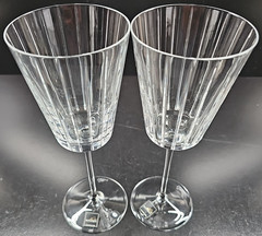 2 Rogaska Avenue All Purpose Goblets Set Crystal Vertical Cut Clear Stemware Lot
