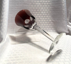 AJKA/DESIGN GUILD WINE GLASS CASED PURPLE CUT TO CLEAR CRYSTAL HUNGARY BOHEMIAN
