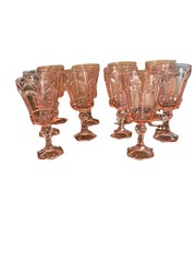 Vintage Fostoria Pink Wine Water Glasses Set of Ten
