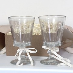 (2) La Rochere France BEE Wine Sherbet Stemmed Glasses Paris Musees
