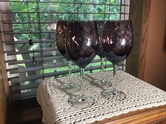 4 Stunning Amethyst Purple Optic Swirl 18 Oz 9 1/2” Wine Goblets Glasses