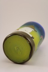 Southwest Cobalt Blown Glass Tumbler Hand Painted Desert Cactus Agave Sombrero