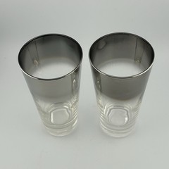Vintage Mid Century Silver Fade Highball Glasses 5⅝» H Set of 2 Barware