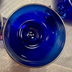 Vintage New Libbey Fun-Damentals Cobalt Dynasty Iced Tea Glasses Goblets Set 4