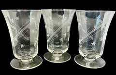 Vintage Set of 6 Shooting Star Footed Tumbler Iced Tea Glasses Round Base Optic