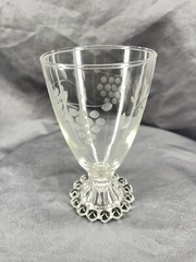 vintage wine glasses grape etched glass Bubble Foot Set Of Two