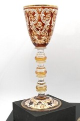 Heckert Antique Chalice set Two Gilded Enameling Neoclassical Dolphin Design SGD