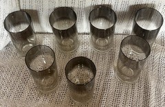 Vintage High Ball Glass Set Of 7 Dorothy Thorpe Style Silver Fade