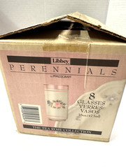 NEW Set of 6 Pfaltzgraff Libbey Tea Rose Glasses Tumblers 12oz 5.5 tall