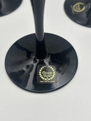 4 New Stemmed Wine Glasses Black Goblets Carico Fine Lead Crystal Japan 7 1/4”
