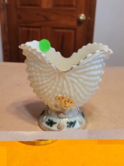 Nice Northwood Custard Glass Nautilus (Argonaut Shell) Hand Painted Spooner