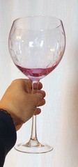 LENOX Heather Pink, Balloon Wine Glass, Blown Glass, Clear Stem, 8-7/8 Tall