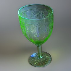6” Cameo Green Uranium Goblet Anchor Hocking Glass Company EUC
