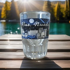 Vintage Libbey Reno Nevada Wrap Skyline Weighted Bottom Shot Glass