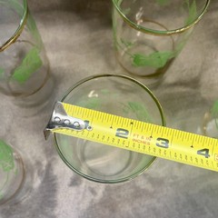 VTG Set Of 7 Hazel Atlas Green Ivy Gold Detail Grapevine Drinking Glass Tumblers