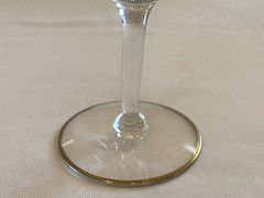 Vtg Wine Glasses W/Gold Trim on Rim & Outline of Base & Lace/Plant Etching Lt 2