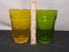 Set of 2 Pasabahce Palaks Circleware Jewletone Flash Paneled Glass Tumblers